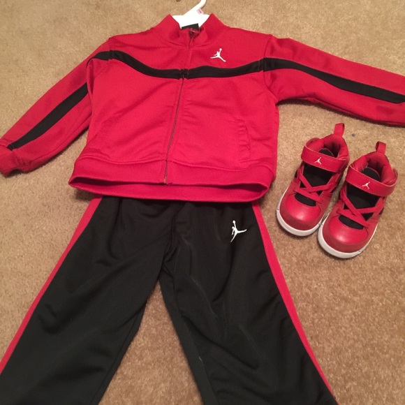 jordan tracksuit black and red